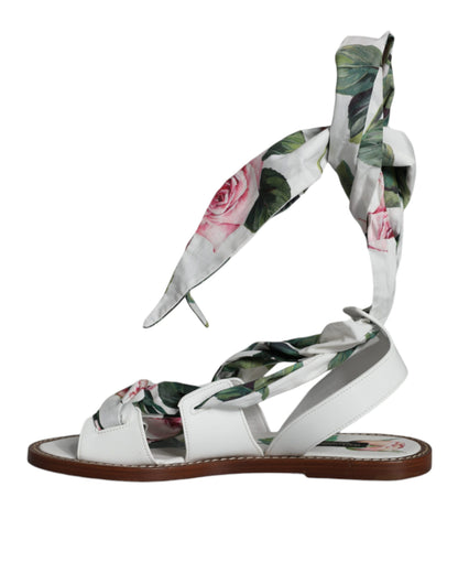 Multicolor Floral Print Ankle Wrap Sandals Shoes