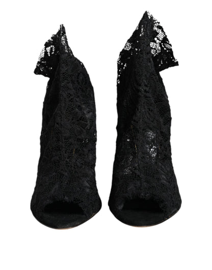 Black Stretch Taormina Lace Boots Shoes