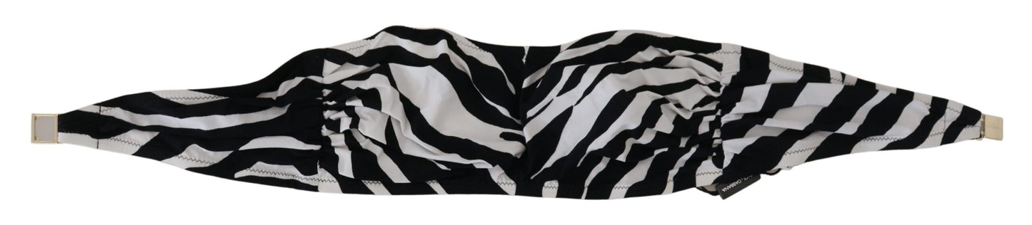 Black White Zebra Bandeau Swimwear Bikini Top