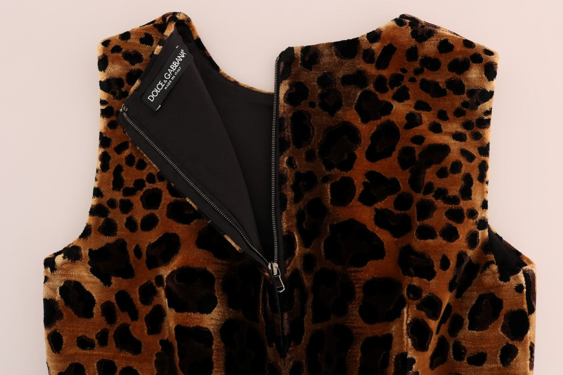 Vestido mini tubo sin mangas con estampado de leopardo