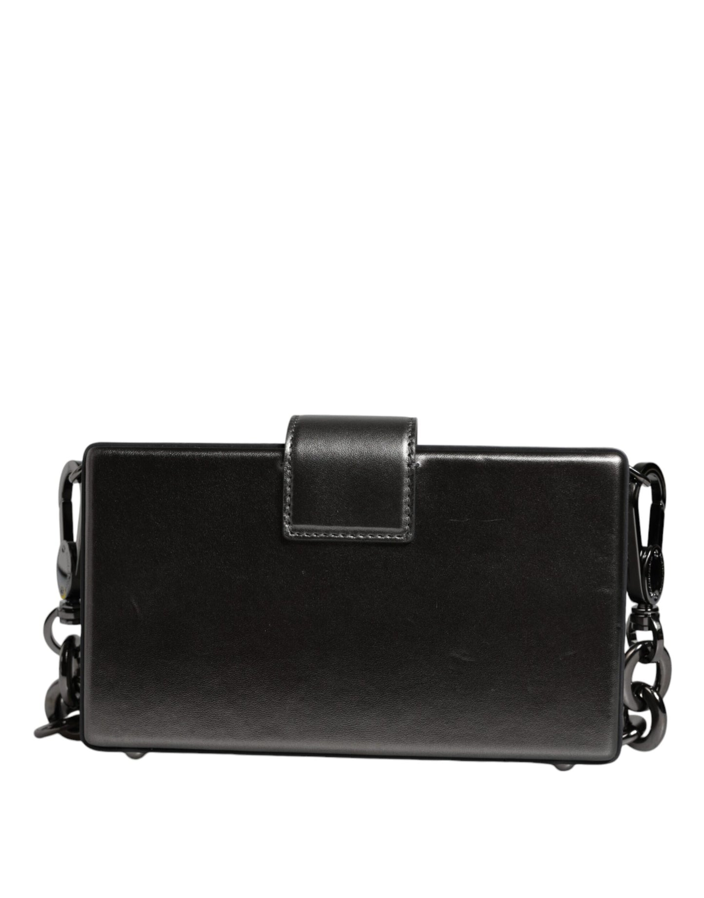 Bolso bandolera de piel DG BOX color gris metalizado con correa de cadena