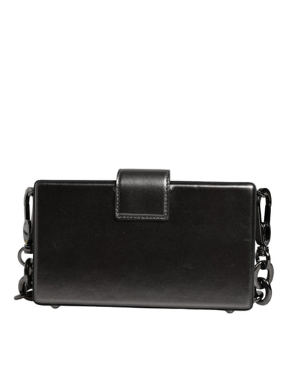 Bolso bandolera de piel DG BOX color gris metalizado con correa de cadena