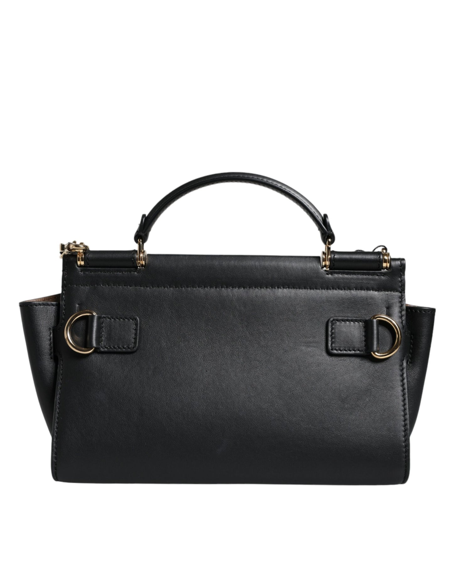 Black Leather SICILY Top Handle Crossbody Bag