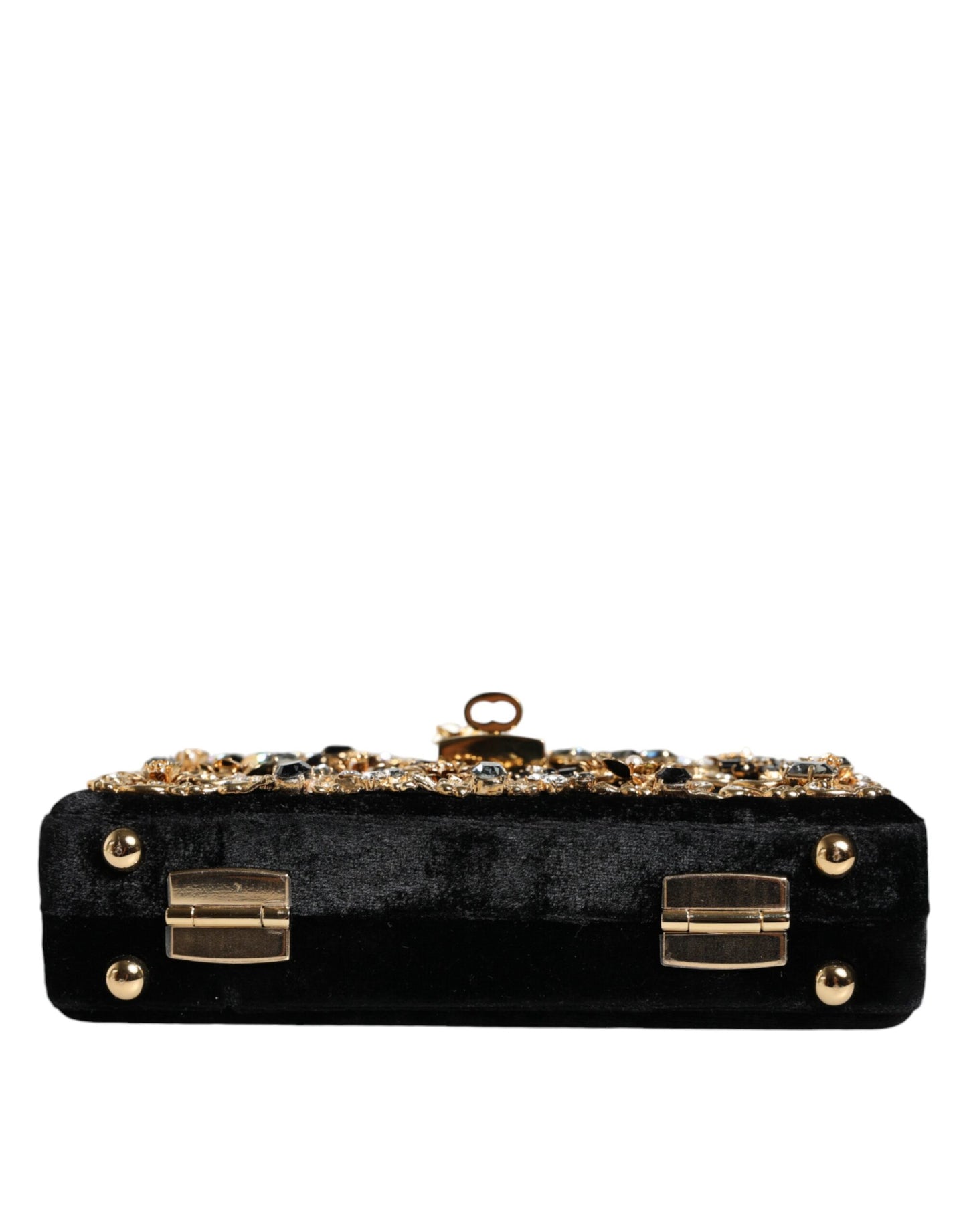 Black Velvet Floral Crystal Clutch Evening Purse Bag