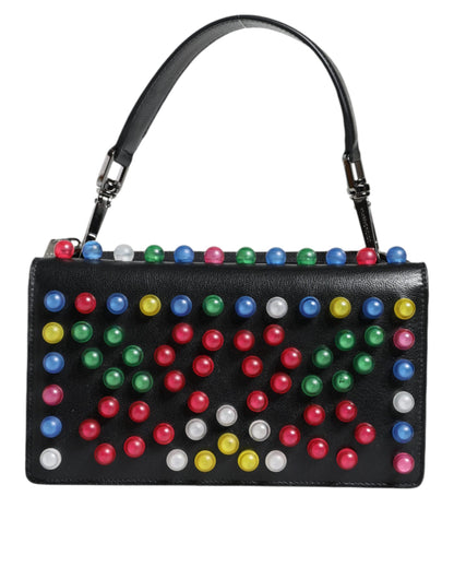 Bolso de mano con asa superior iluminada de cuero negro