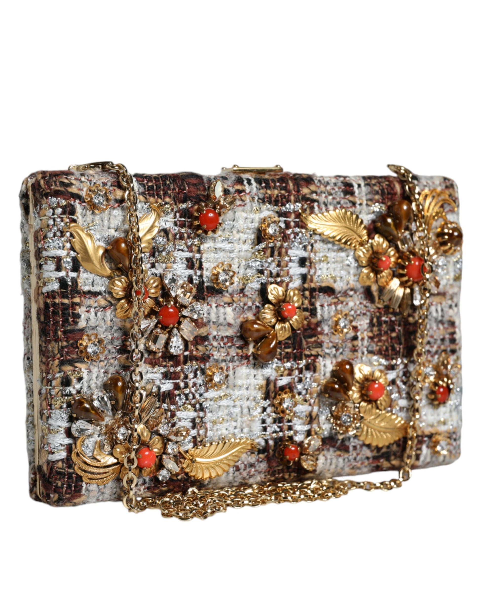 Bolso bandolera tipo clutch con estampado floral de tweed multicolor