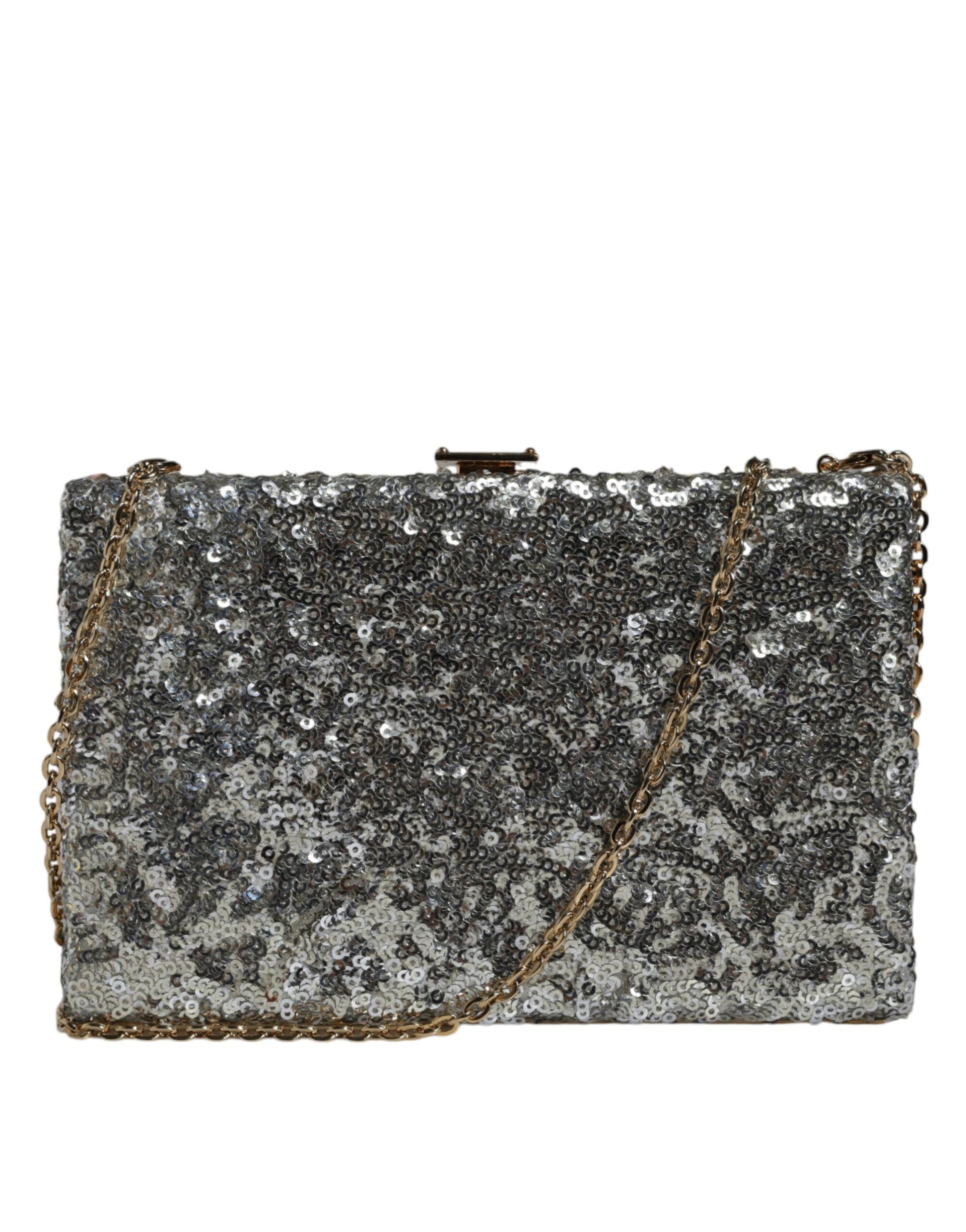 Bolso de noche tipo clutch con lentejuelas plateadas