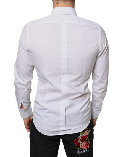 Camisa formal de popelina de algodón con pechera blanca