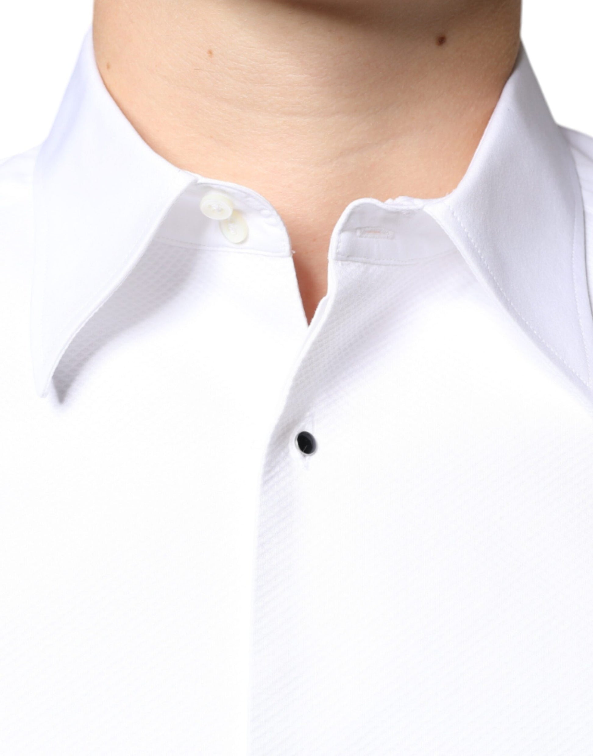 Camisa formal de popelina de algodón con pechera blanca