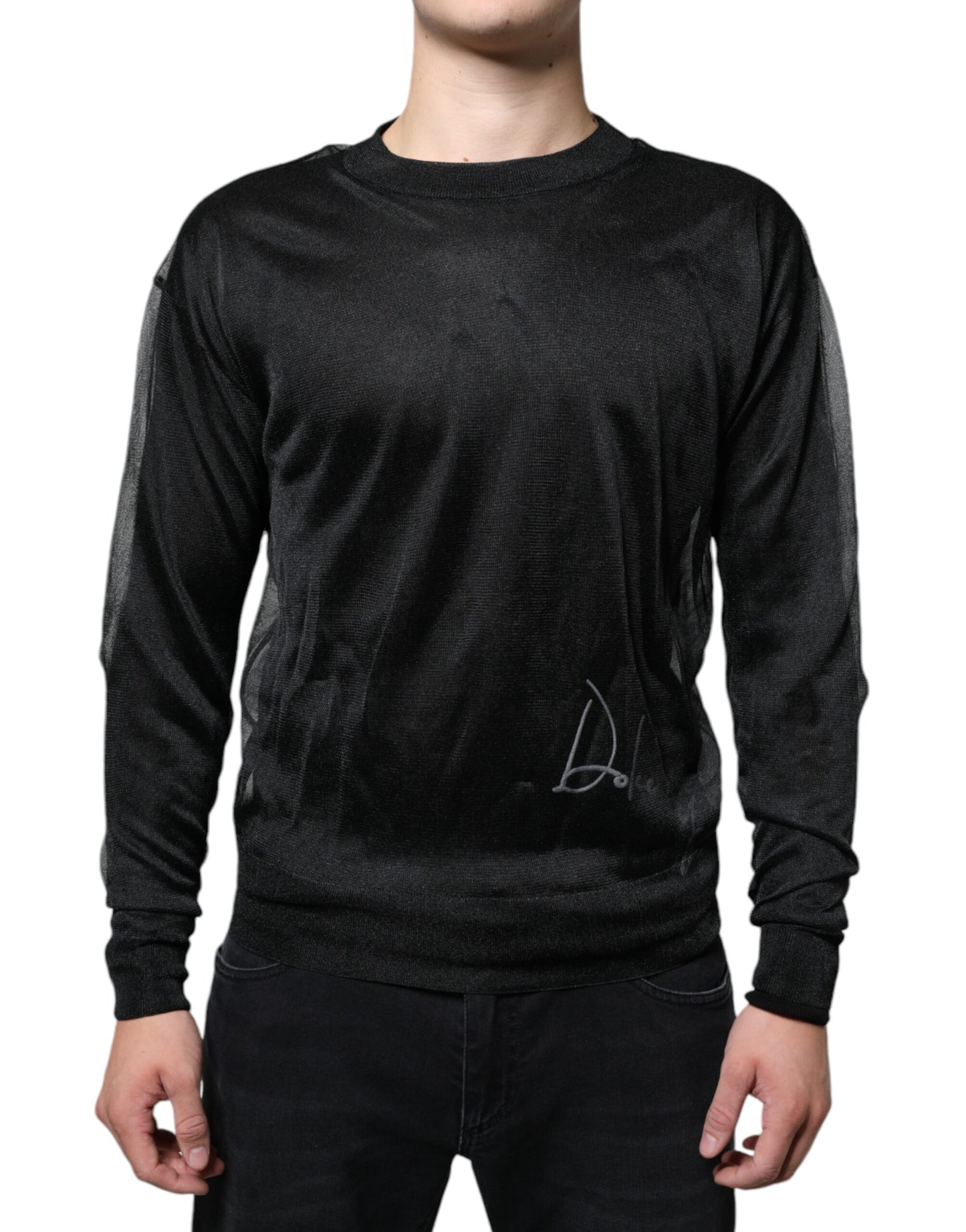 Schwarzer Polyester-Pullover