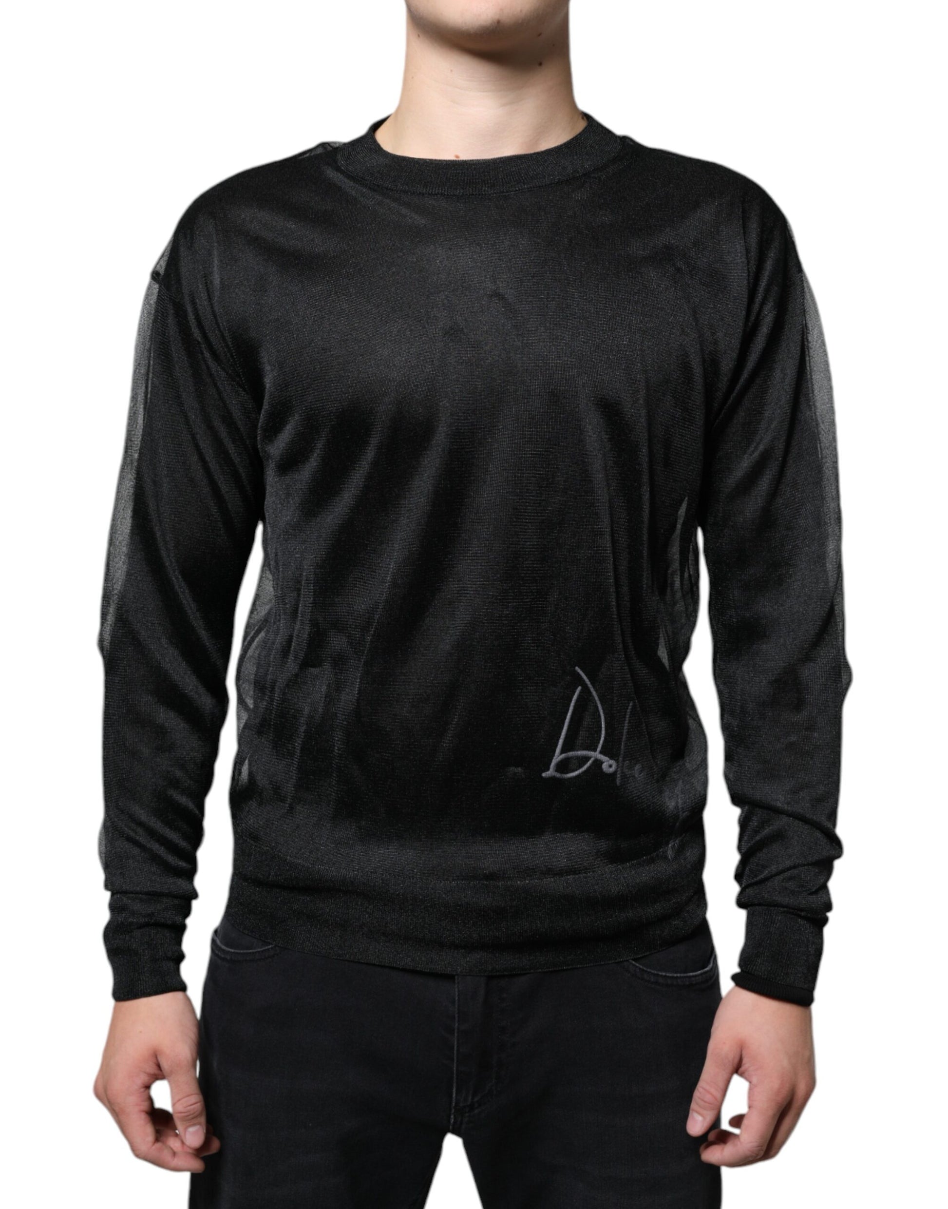 Schwarzer Polyester-Pullover