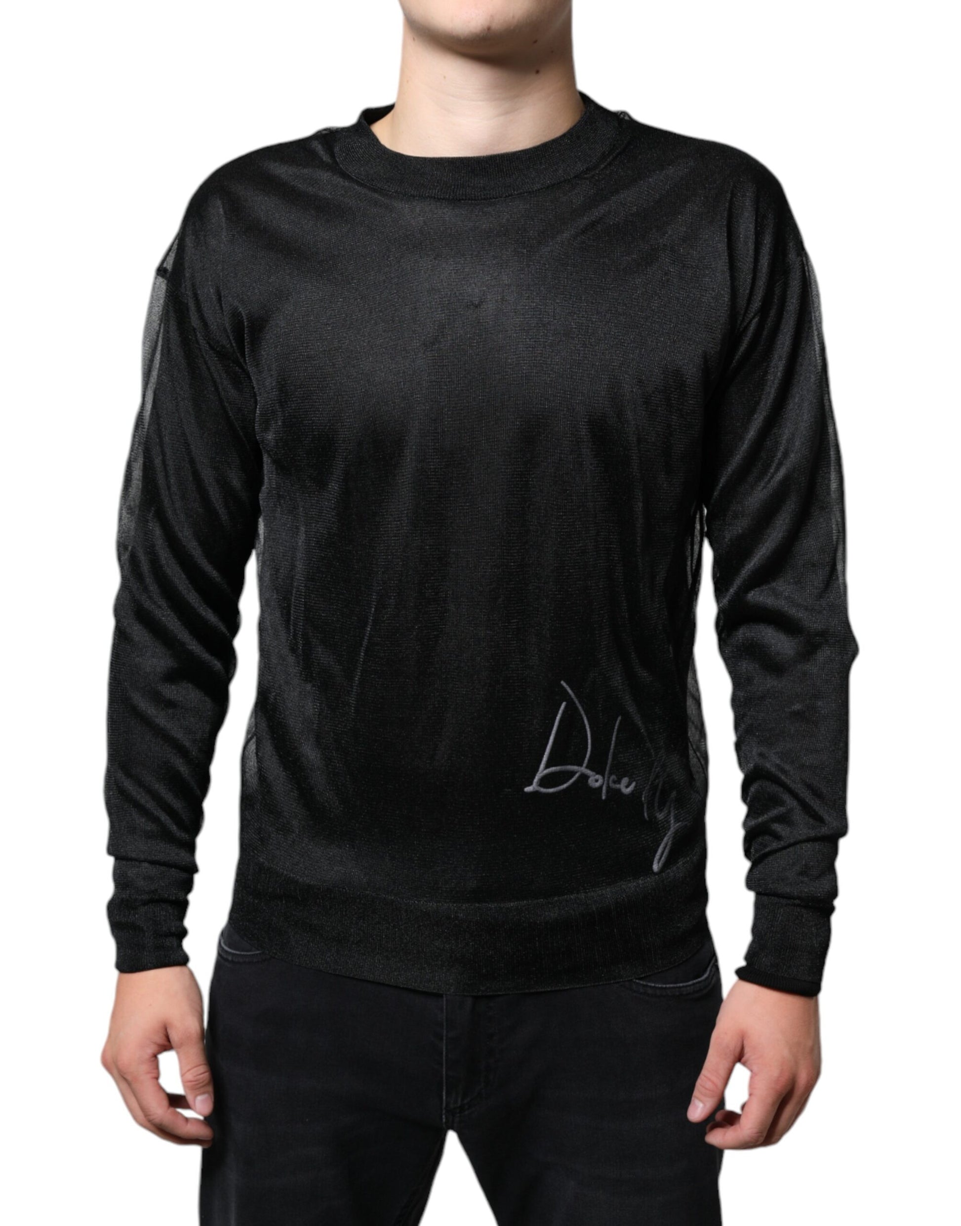 Schwarzer Polyester-Pullover