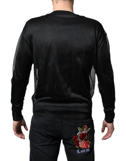 Schwarzer Polyester-Pullover