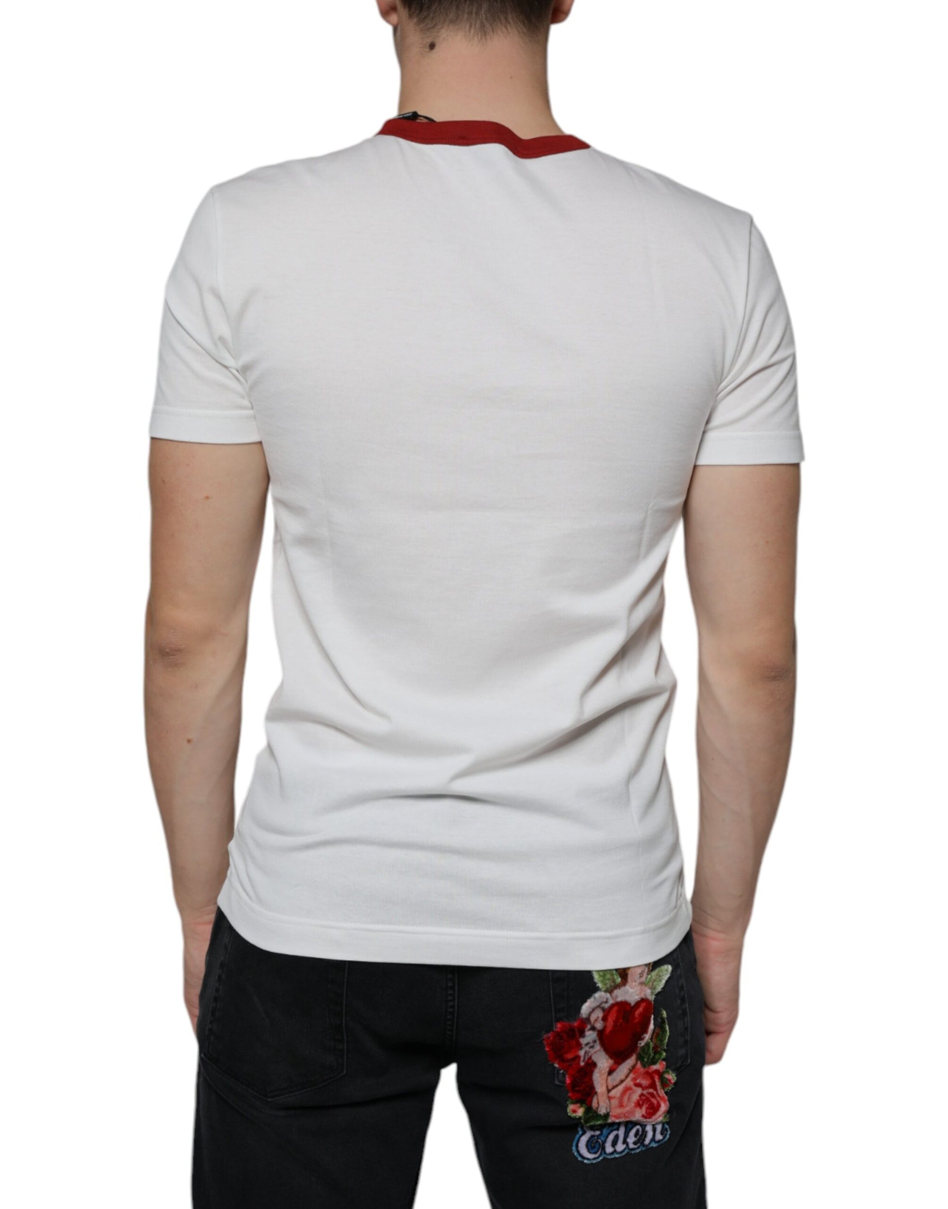 White Graphic Print Cotton Crew Neck T-shirt