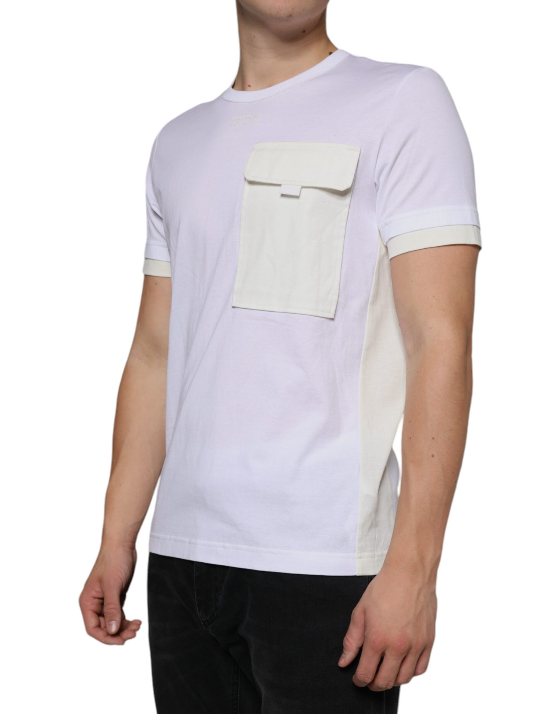 Camiseta de manga corta con bolsillo de algodón blanco