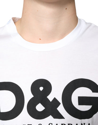 White Cotton DG Logo Print Casual T-shirt