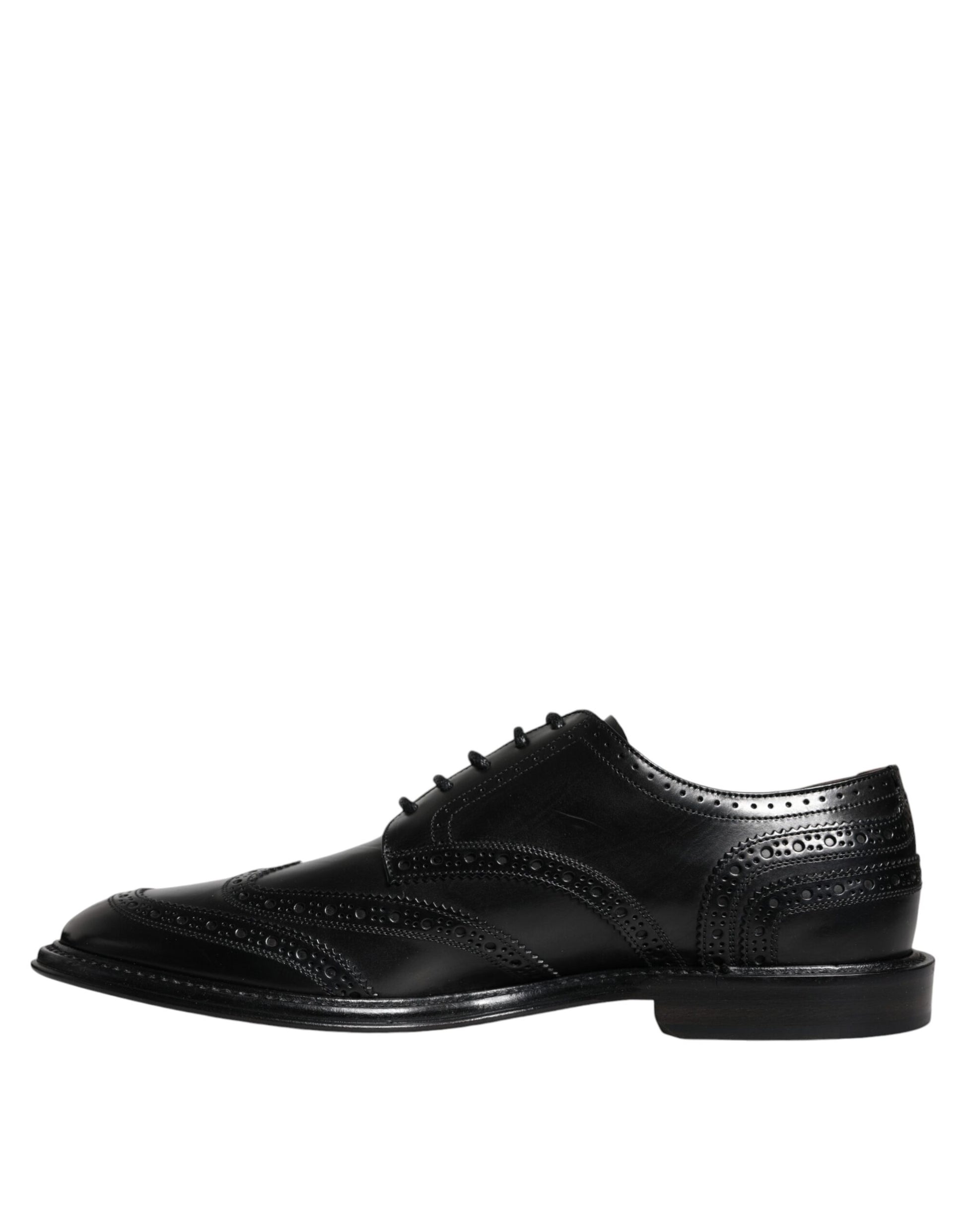 Zapatos formales Oxford de cuero negro con punta de ala