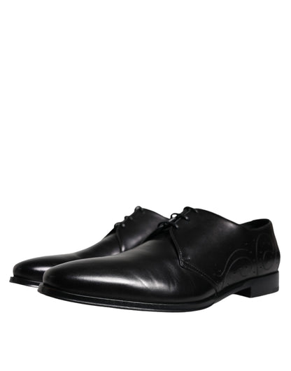 Black Calfskin Leather Derby Men Dress Shoes