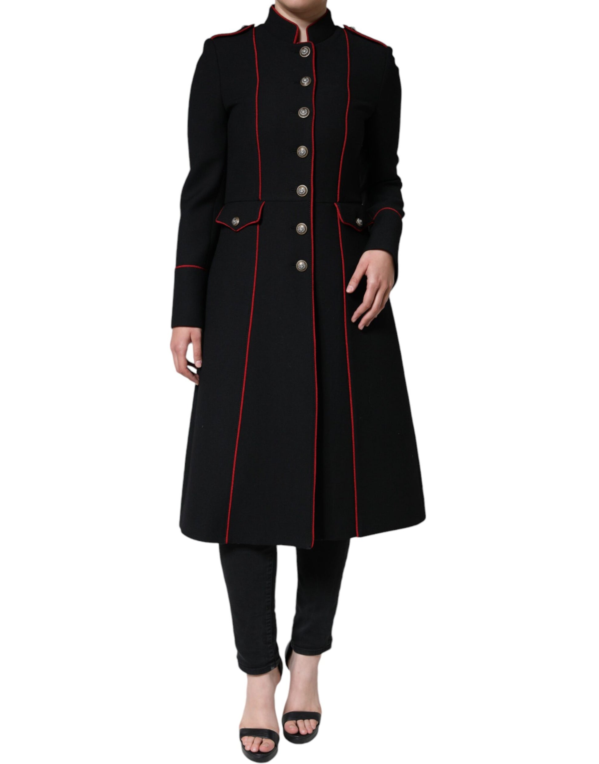 Schwarze einreihige Trenchcoat-Jacke