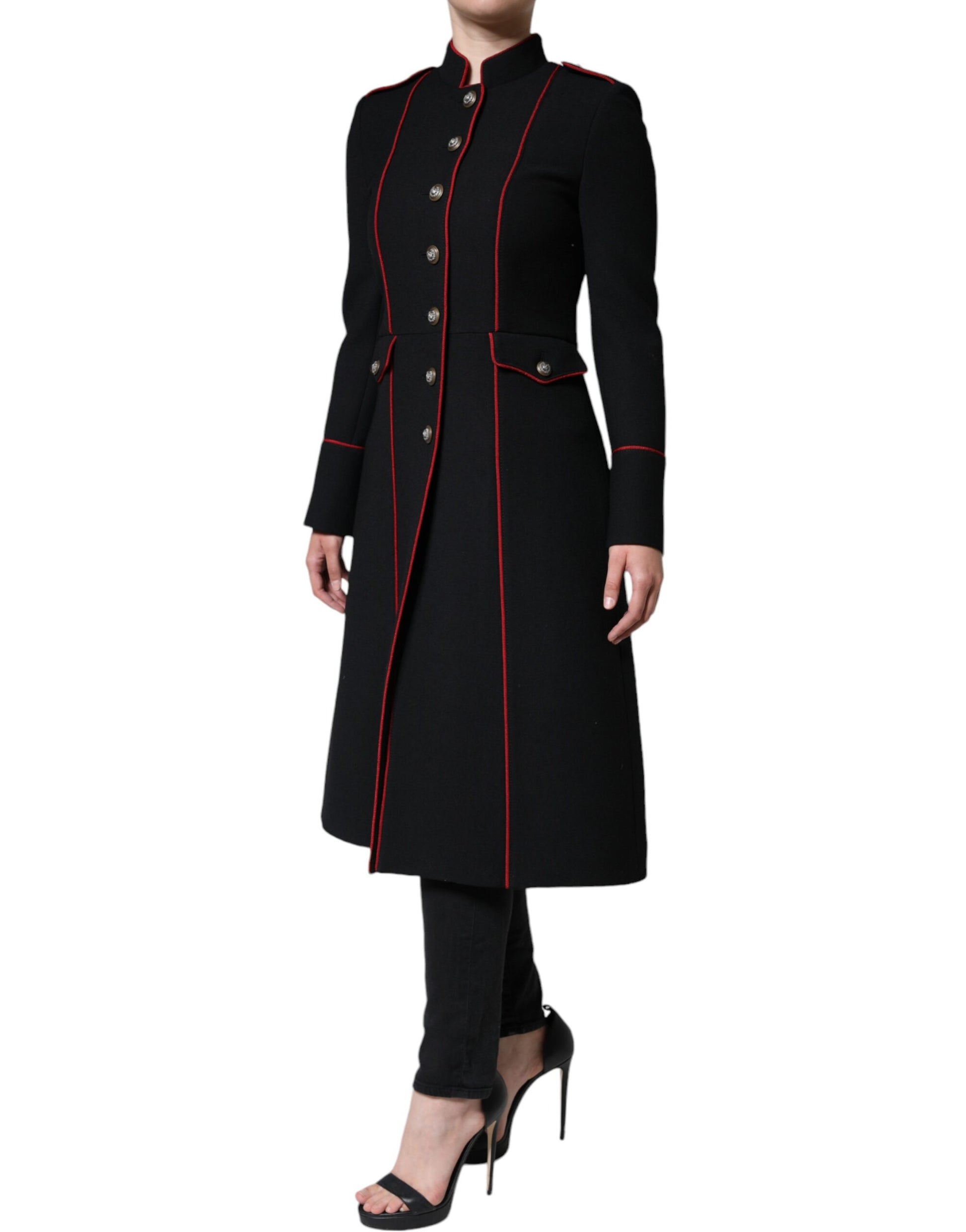 Schwarze einreihige Trenchcoat-Jacke