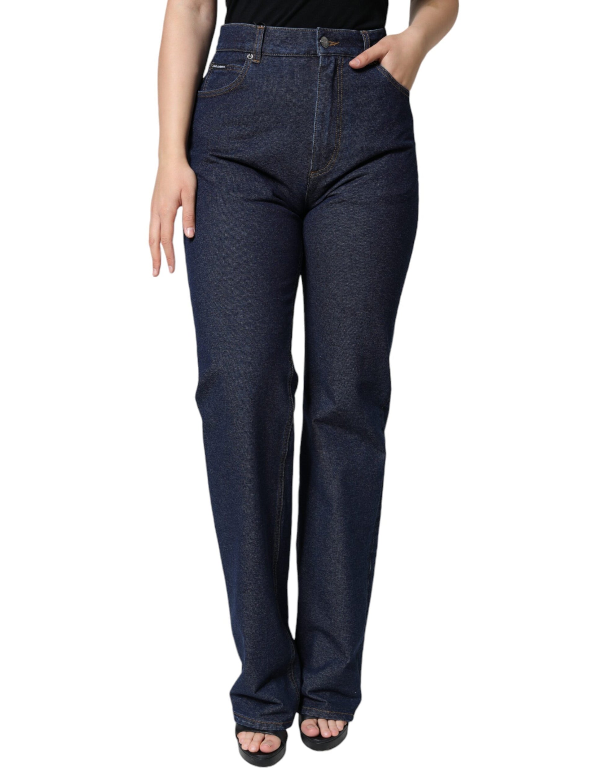 Dunkelblaue Straight-Leg-Jeans aus Baumwoll-Stretch