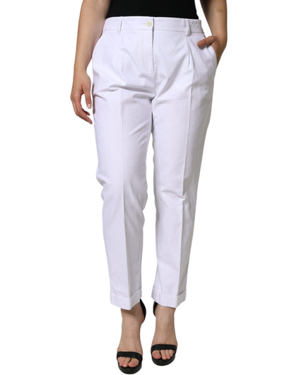 Pantalones cónicos elásticos de algodón blanco