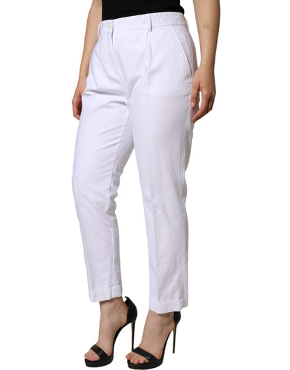 Pantalones cónicos elásticos de algodón blanco