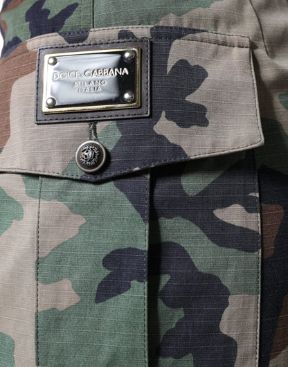 Mehrfarbiger A-Linien-Rock mit mittelhoher Taille und Camouflage-Muster