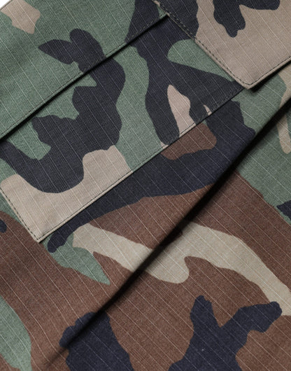 Mehrfarbiger A-Linien-Rock mit mittelhoher Taille und Camouflage-Muster