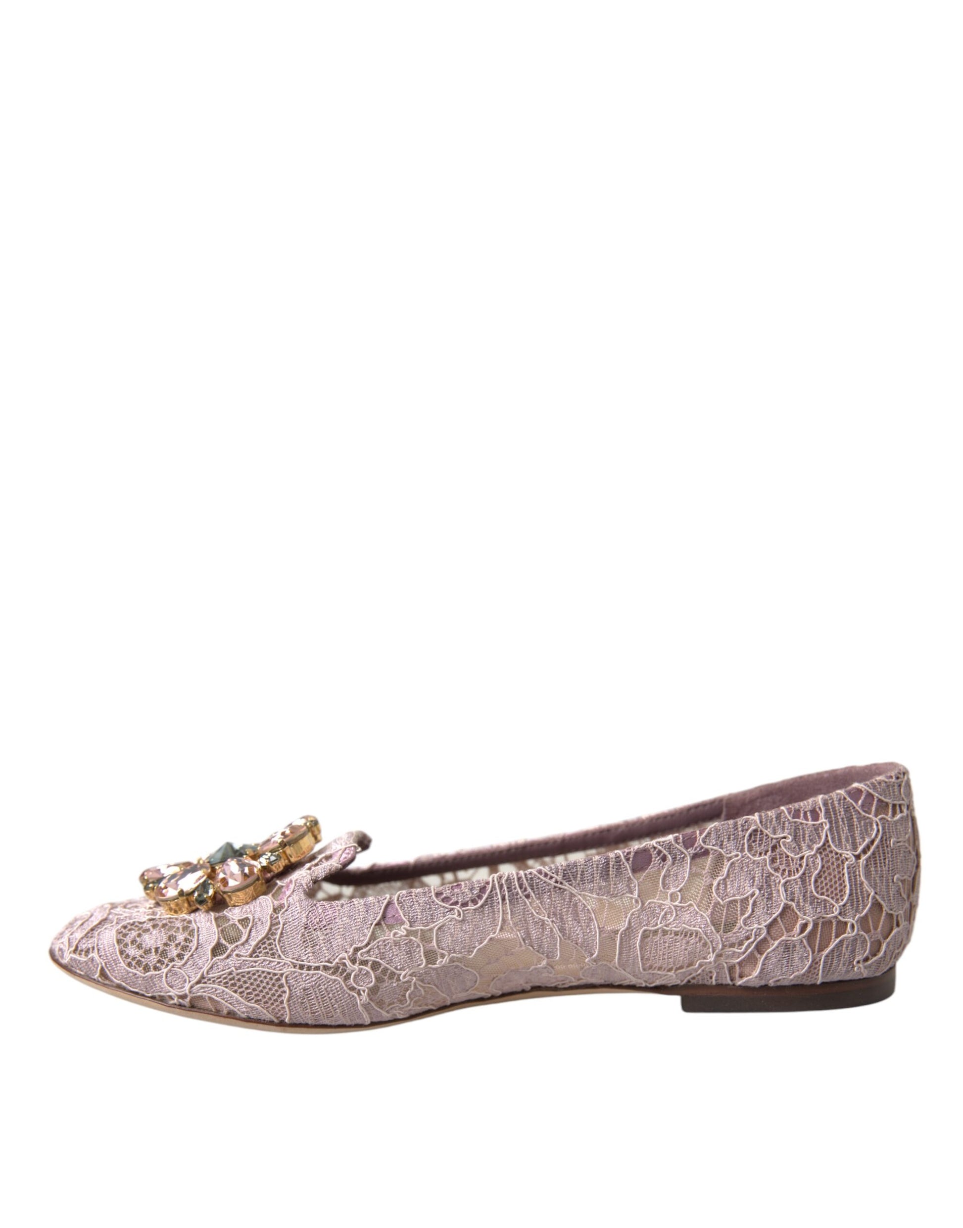 Rosa Spitzen Kristall Ballerinas Loafers Schuhe