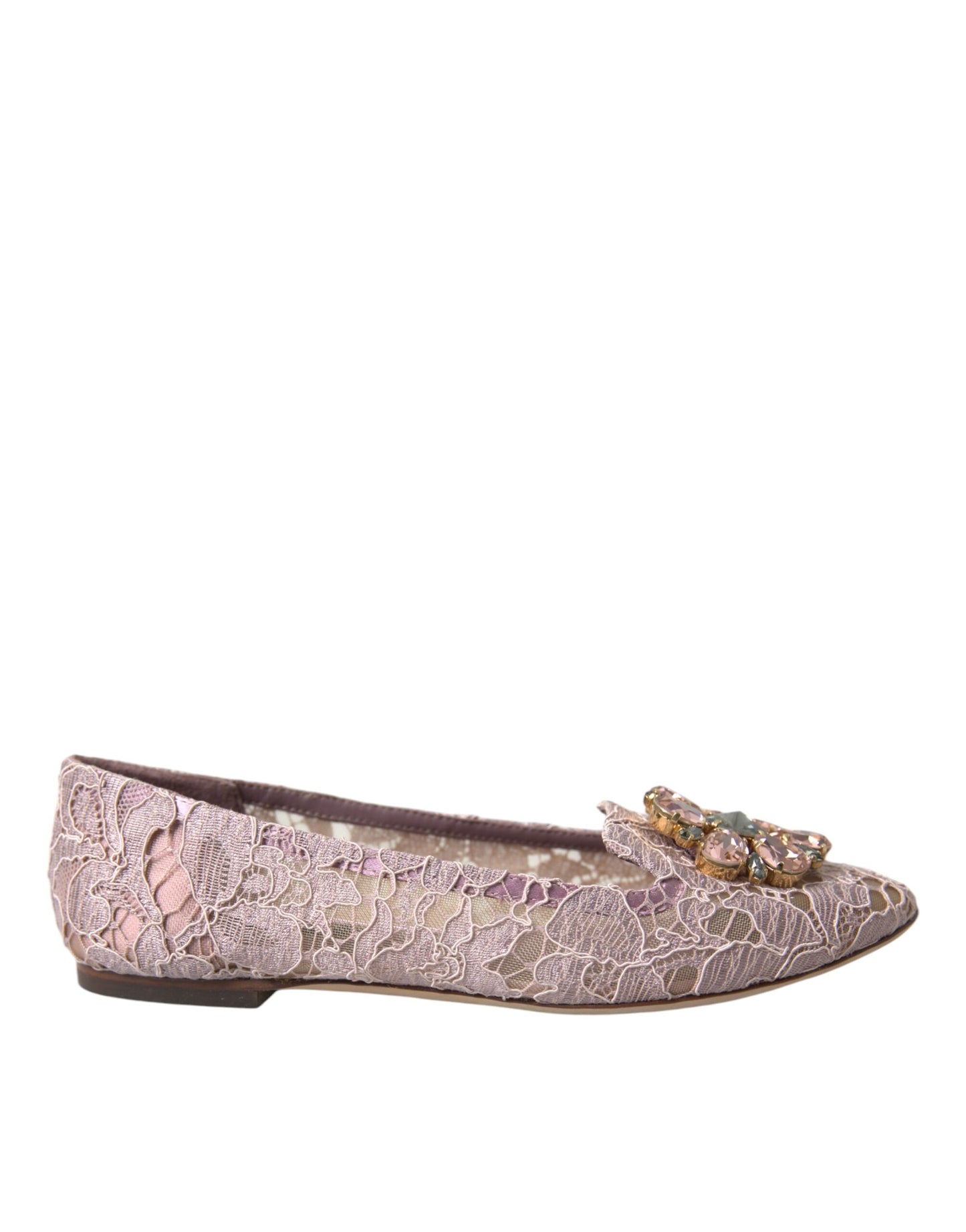 Rosa Spitzen Kristall Ballerinas Loafers Schuhe