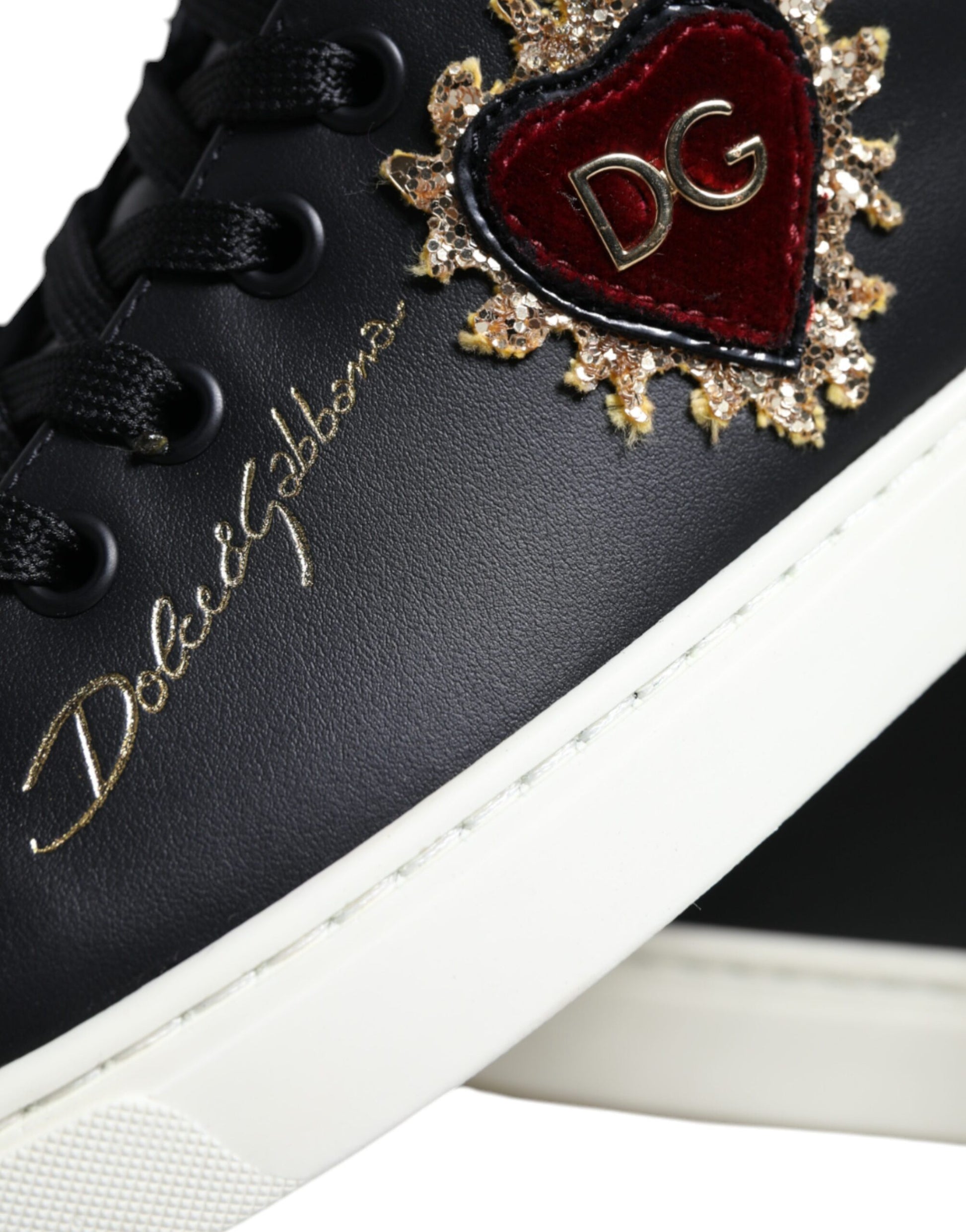 Black Portofino Sacred Heart Sneakers Shoes