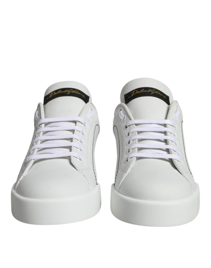 White Leather Portofino Low Top Sneaker Shoes