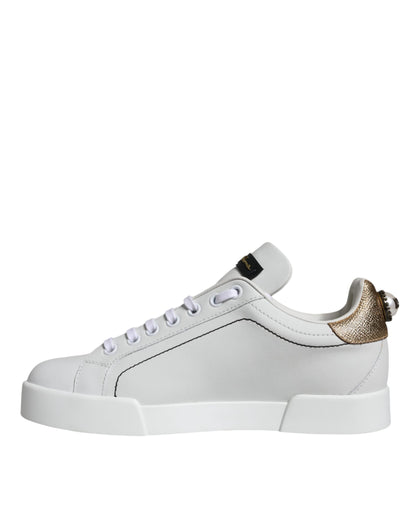 White Leather Portofino Low Top Sneaker Shoes