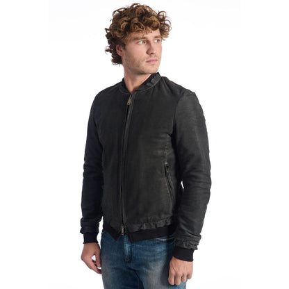 Gray Lambskin Men Jacket