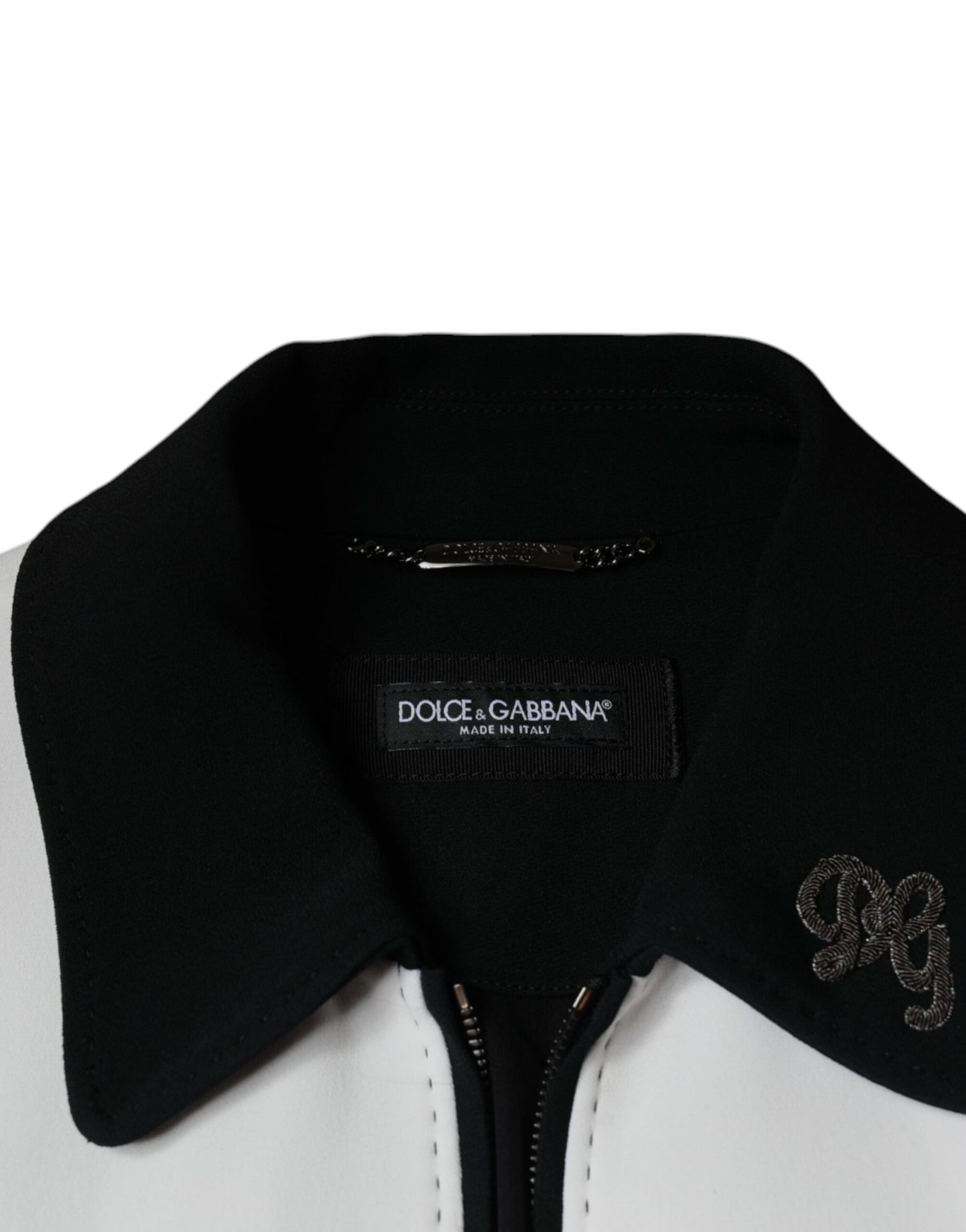 Chaqueta tipo blusón con cremallera completa DG Crown en blanco y negro