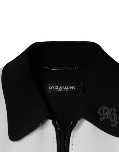 Chaqueta tipo blusón con cremallera completa DG Crown en blanco y negro