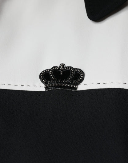 Chaqueta tipo blusón con cremallera completa DG Crown en blanco y negro