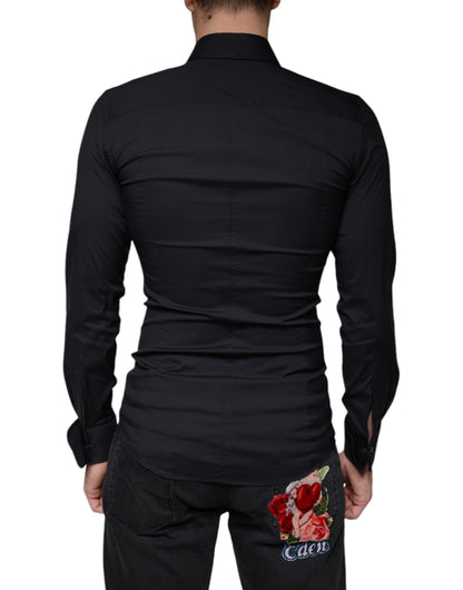 Camisa de vestir SICILIA con logotipo negro bordado