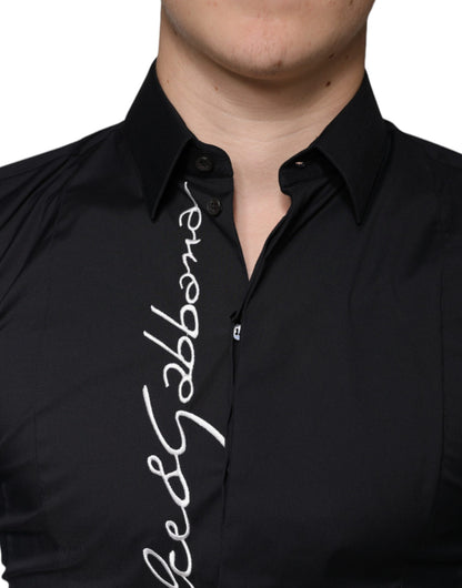 Camisa de vestir SICILIA con logotipo negro bordado