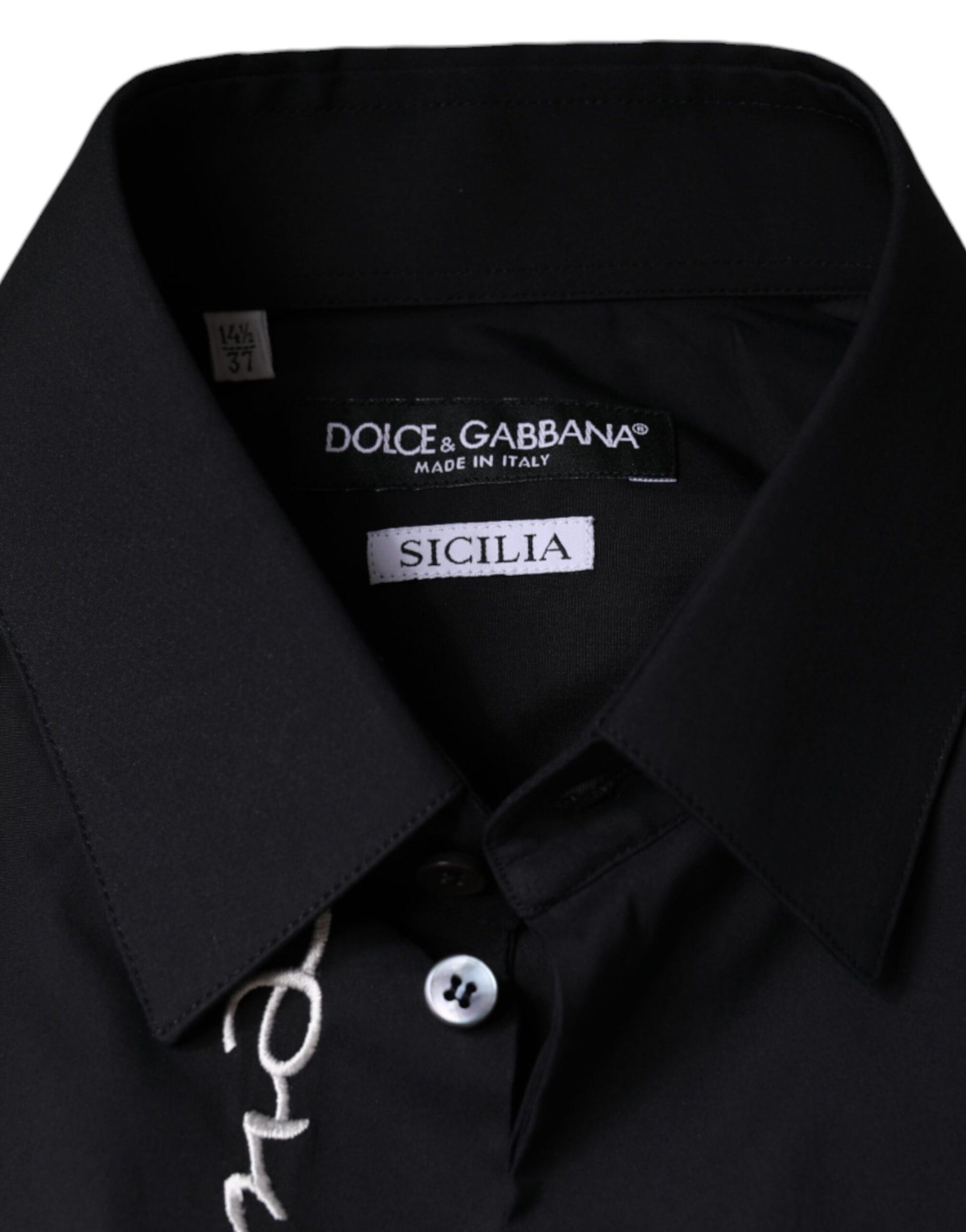 Camisa de vestir SICILIA con logotipo negro bordado