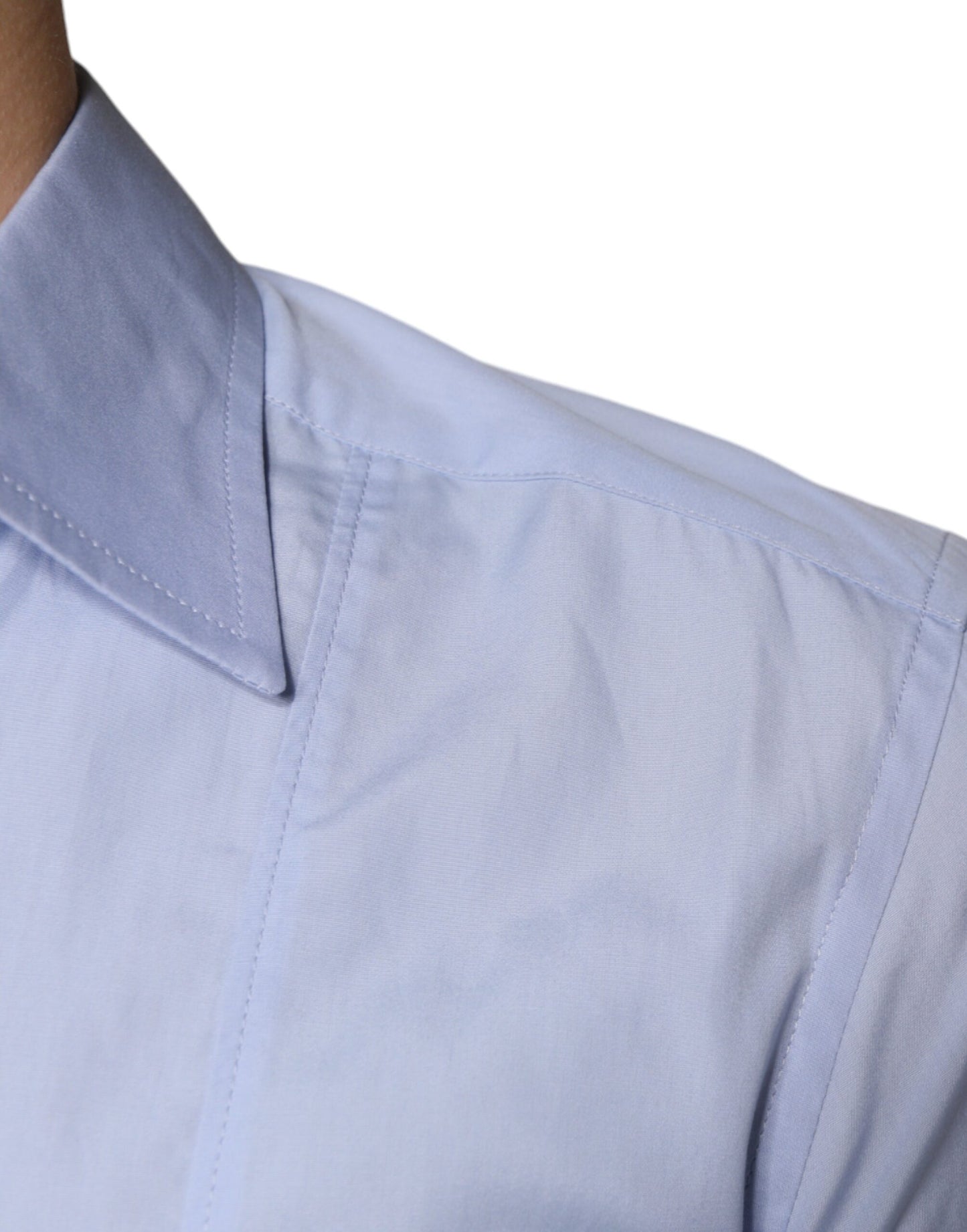 Camisa formal de vestir de algodón azul claro para hombre
