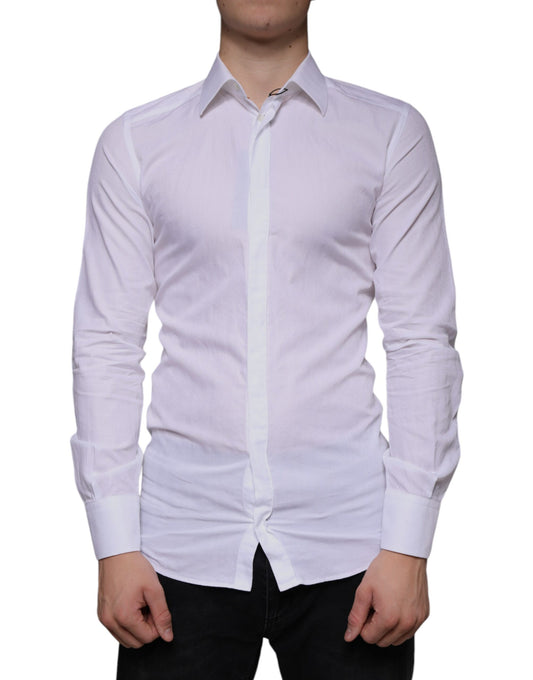 Camisa formal de vestir para hombre de algodón blanco dorado