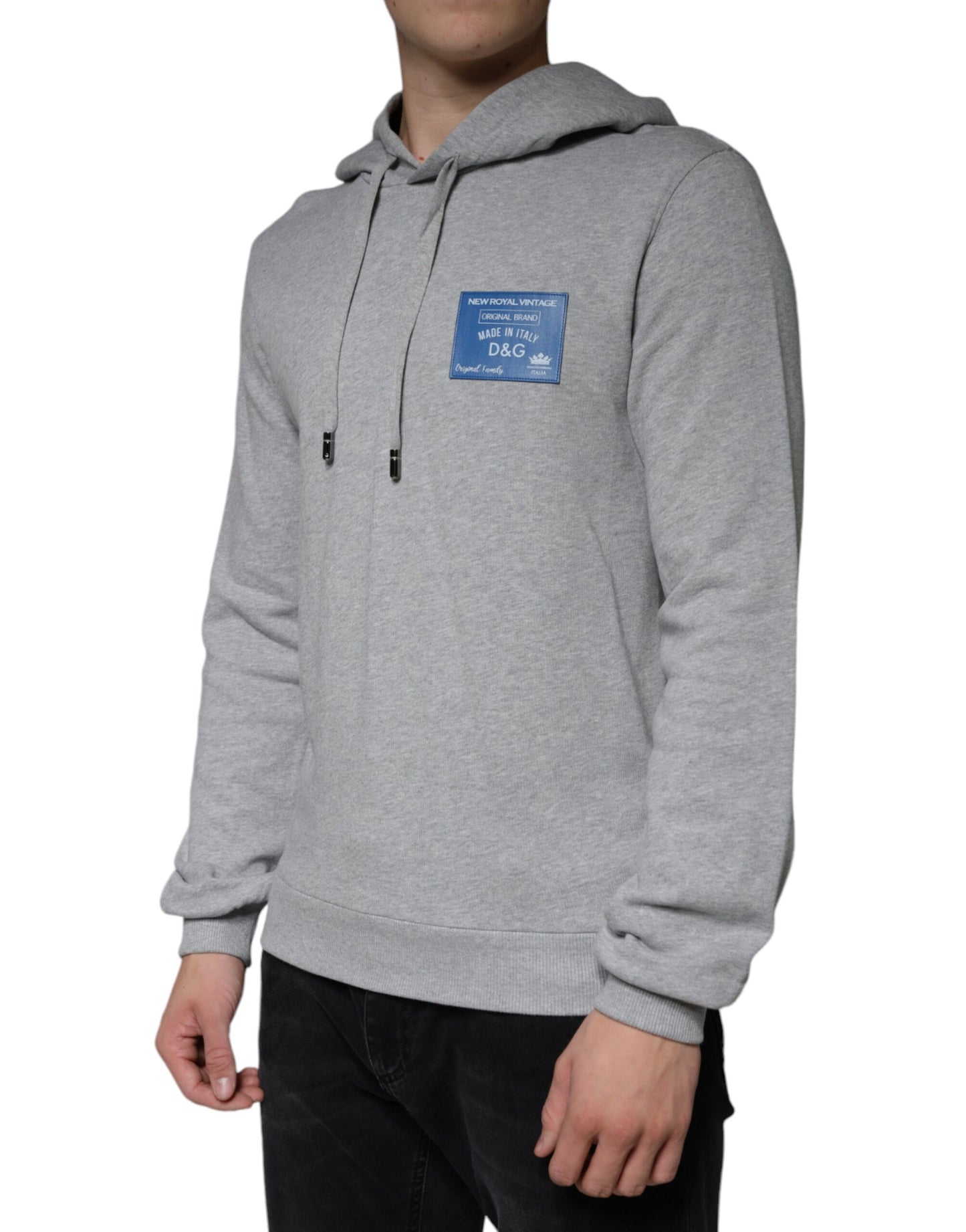 Gray Cotton Logo Hooded Sweatshirt Sweater