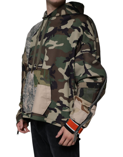 Multicolor Camouflage Hooded Sweatshirt Sweater