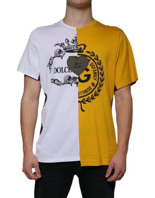 Camiseta de manga corta con estampado de logotipo en blanco y amarillo