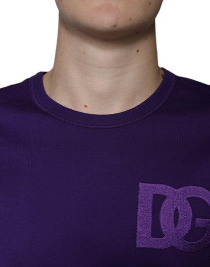 Camiseta de cuello redondo de algodón con logotipo DG en color morado