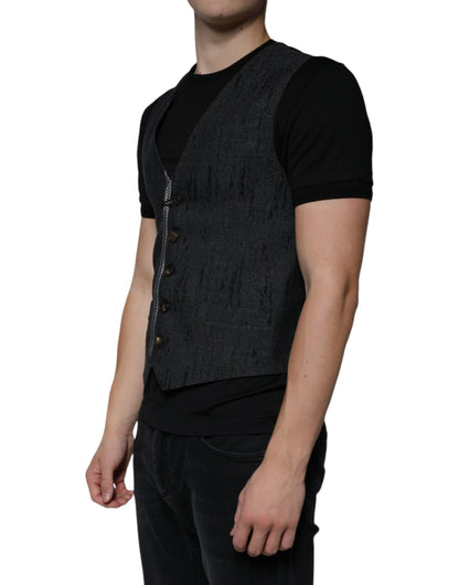 Black Wool Sleeveless Dress Waistcoat Vest