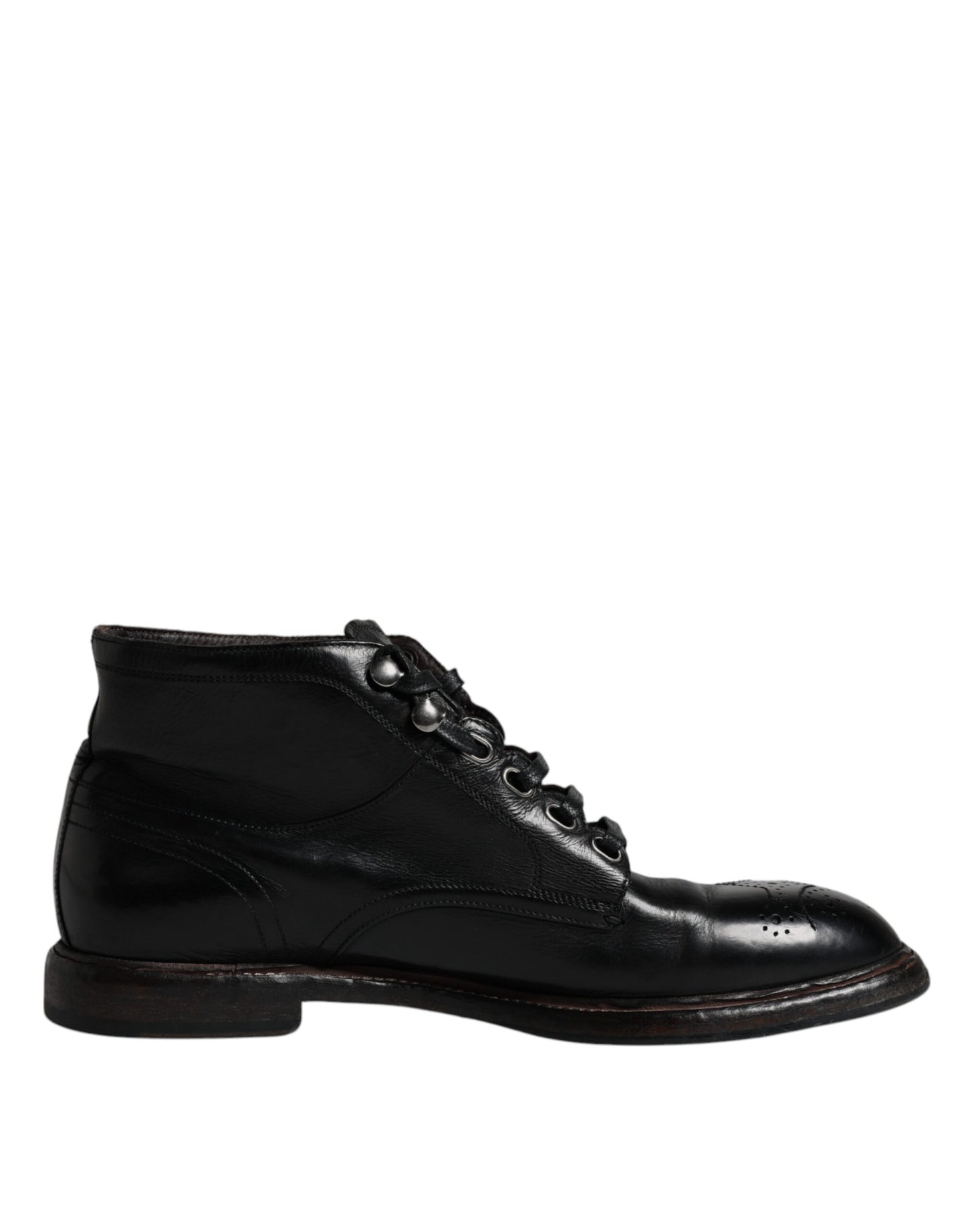 Botas cortas de cuero negro para hombre con cordones