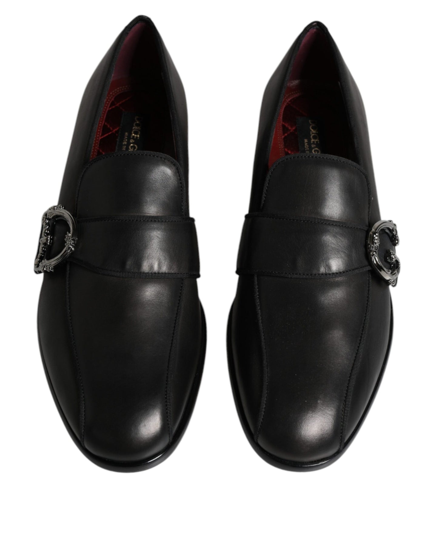 Mocasines negros con logo en cuero para hombre